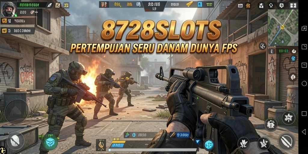 Gameplay seru 8728SLOTS menampilkan aksi mendebarkan di medan perang.
