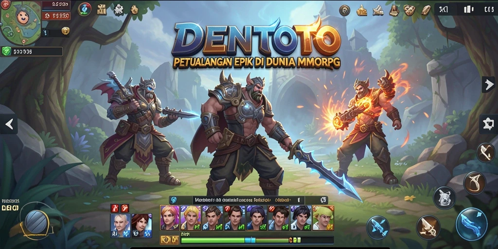 Screenshot gameplay DENTOTO menunjukkan dunia fantasi yang luas dan grafis menawan.