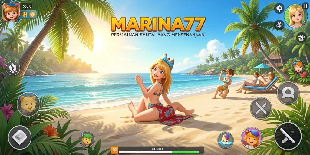 Tampilan gameplay MARINA77 yang ceria dan mengasyikkan.