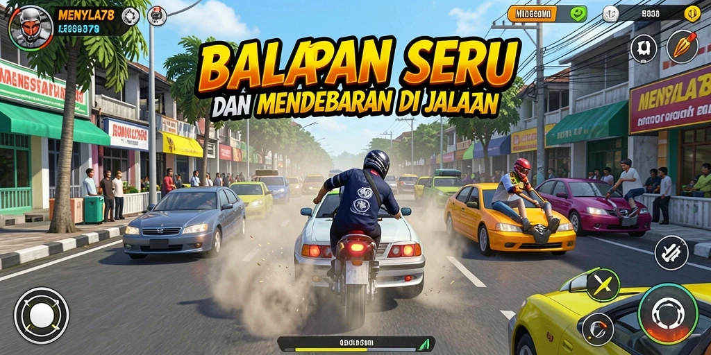 Gameplay mendebarkan dari MENYALA78 dalam balapan cepat.