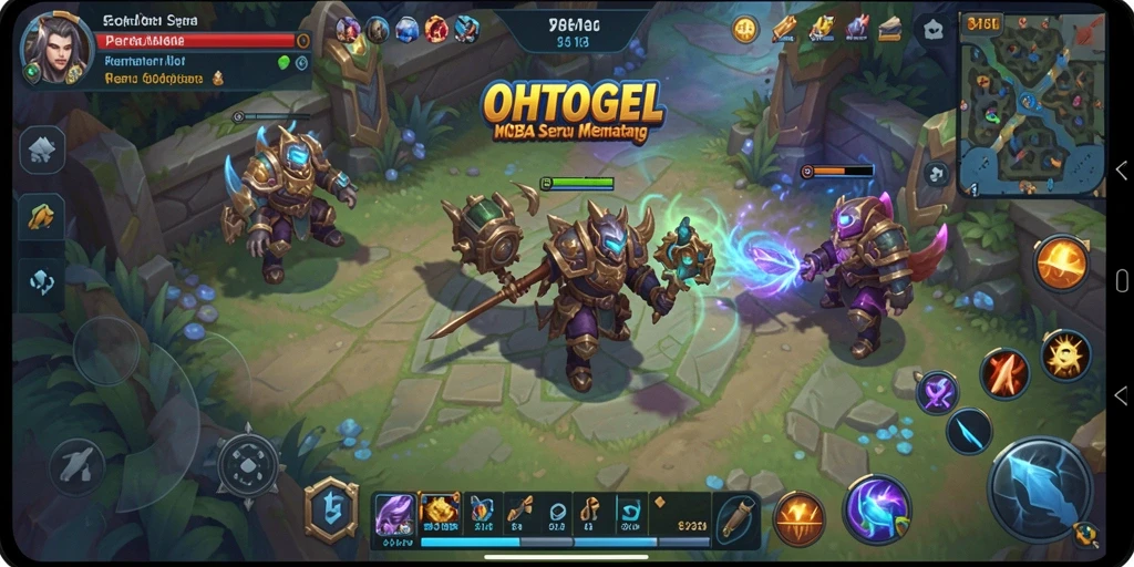 Tangkapan layar utama OHTOGEL menampilkan aksi gameplay MOBA yang seru.