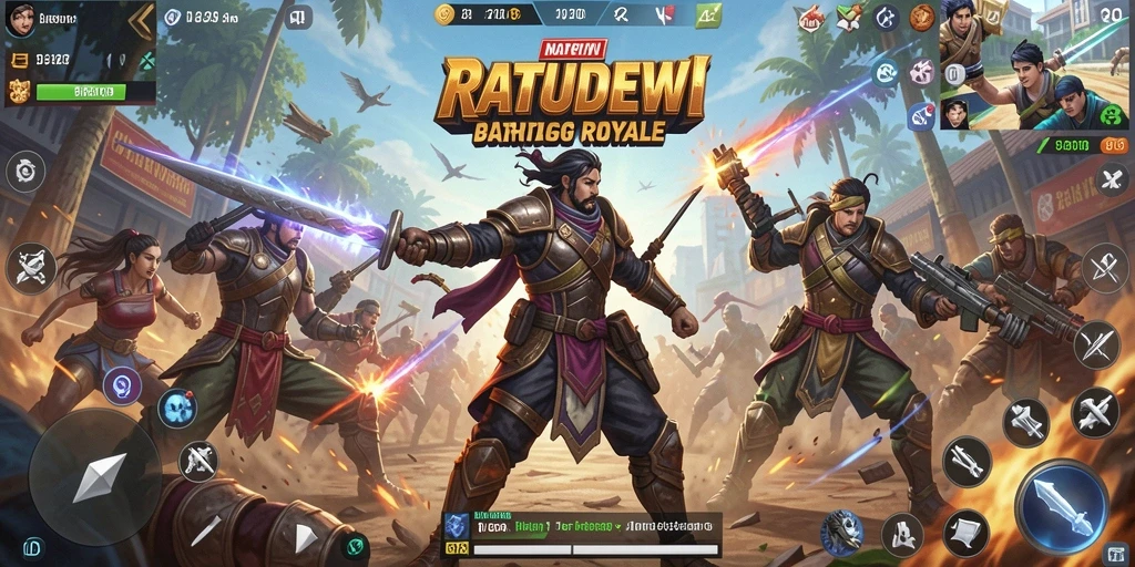 Screenshot menunjukkan aksi seru dalam permainan Battle Royale.
