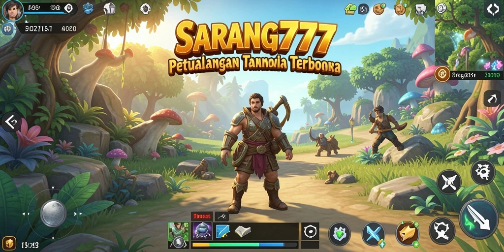 Screenshot SARANG777 menampilkan dunia terbuka yang luas dan penuh warna.